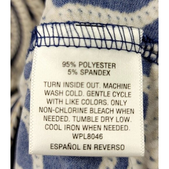 JM Collection Womens Large Boho Navy Beige Print Top Rhinestone Flowy Rodeo - Picture 6 of 8